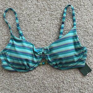 Striped Blue and Green Bikini Top Wild Fable Size M